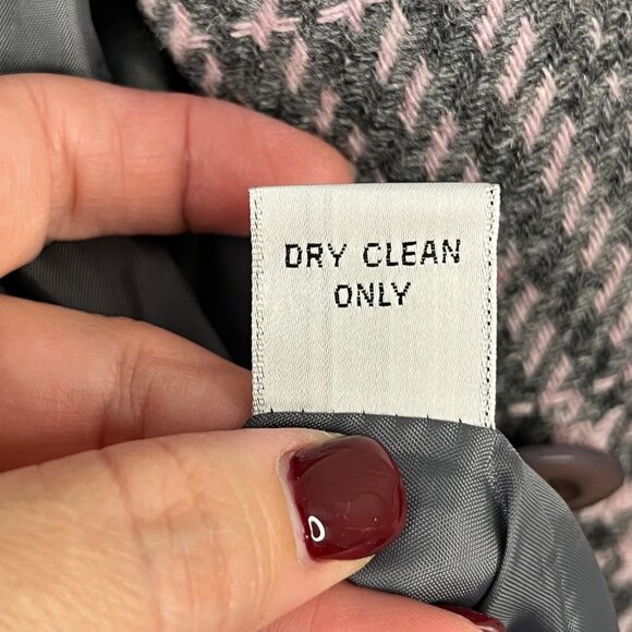 Amanda Smith Grey and Pink Plaid Recycled Wool Blend Coat Women's Size 8 EUC - Picture 8 of 12
